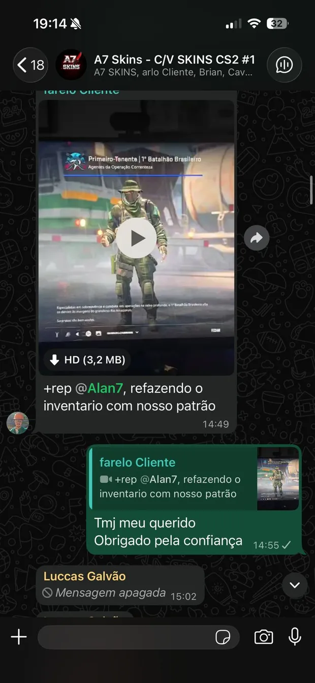 Cliente refazendo o inventário com a A7 Skins