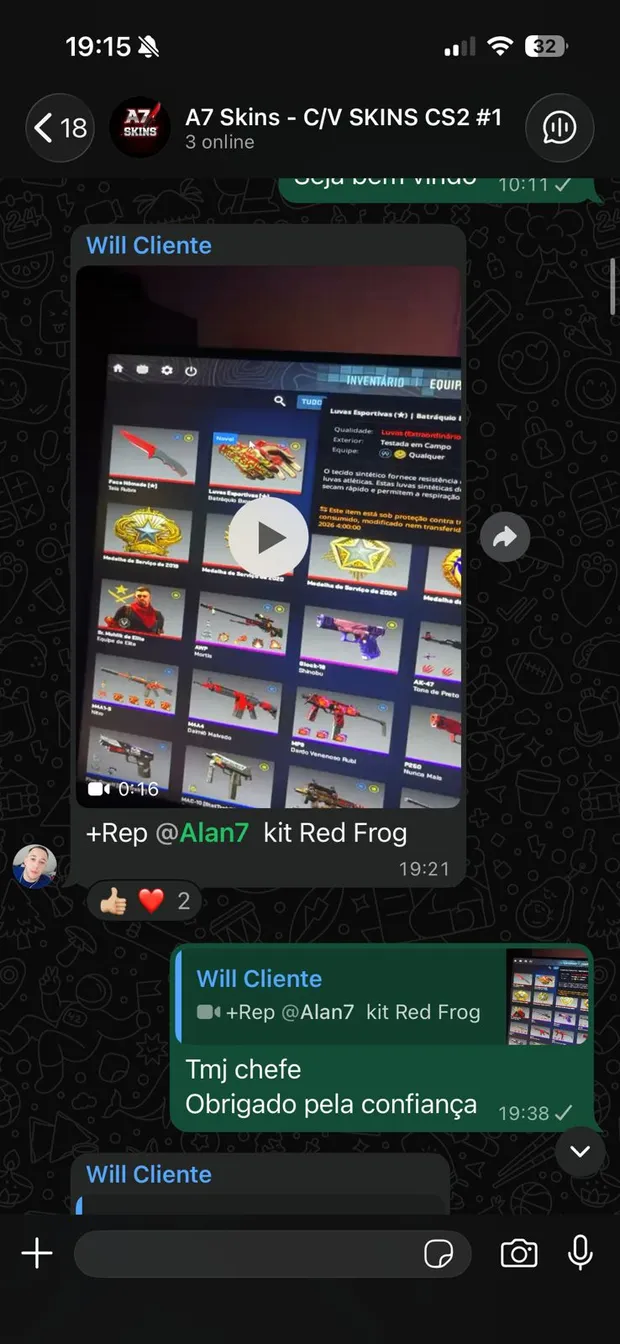 Cliente Will com kit Red Frog da A7 Skins